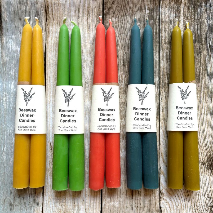 Hand dipped coloured beeswax candles 