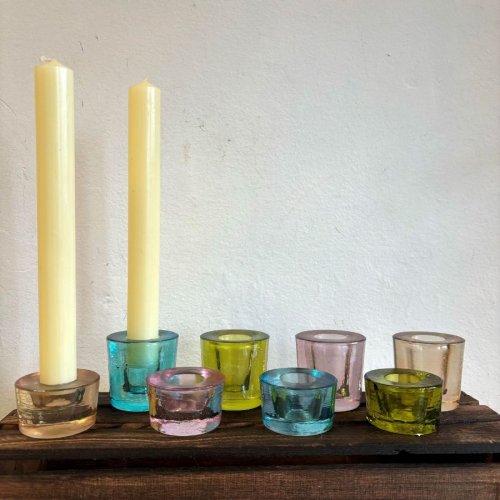 Glass Candle Holders four colours in two sizes