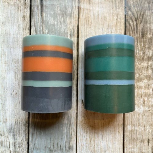 Striped Pillar Candles 